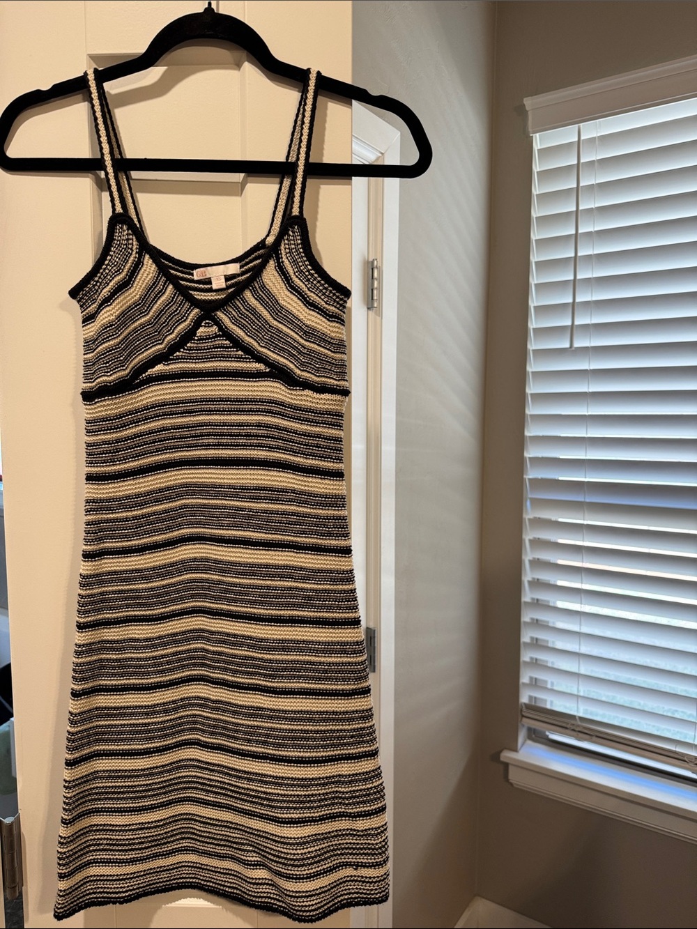 GB Gianni Bini Striped Knit Tank Dress in Black and Cream